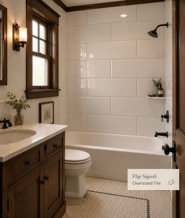 oversized tile in bathroom