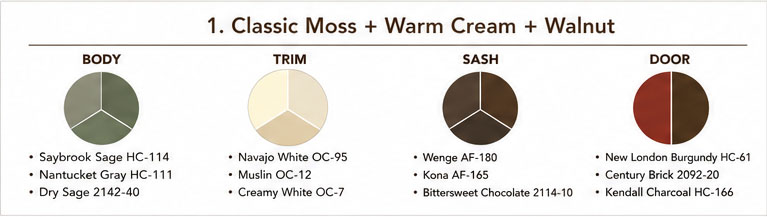 Classic Moss + Warm Cream + Walnut