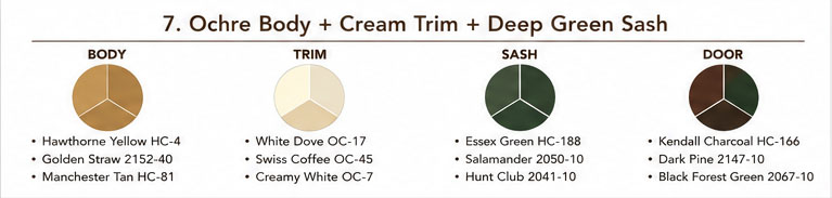 Ochre Body + Cream Trim + Deep Green Sash