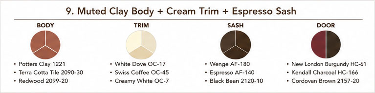 Muted Clay Body + Cream Trim + Espresso Sash